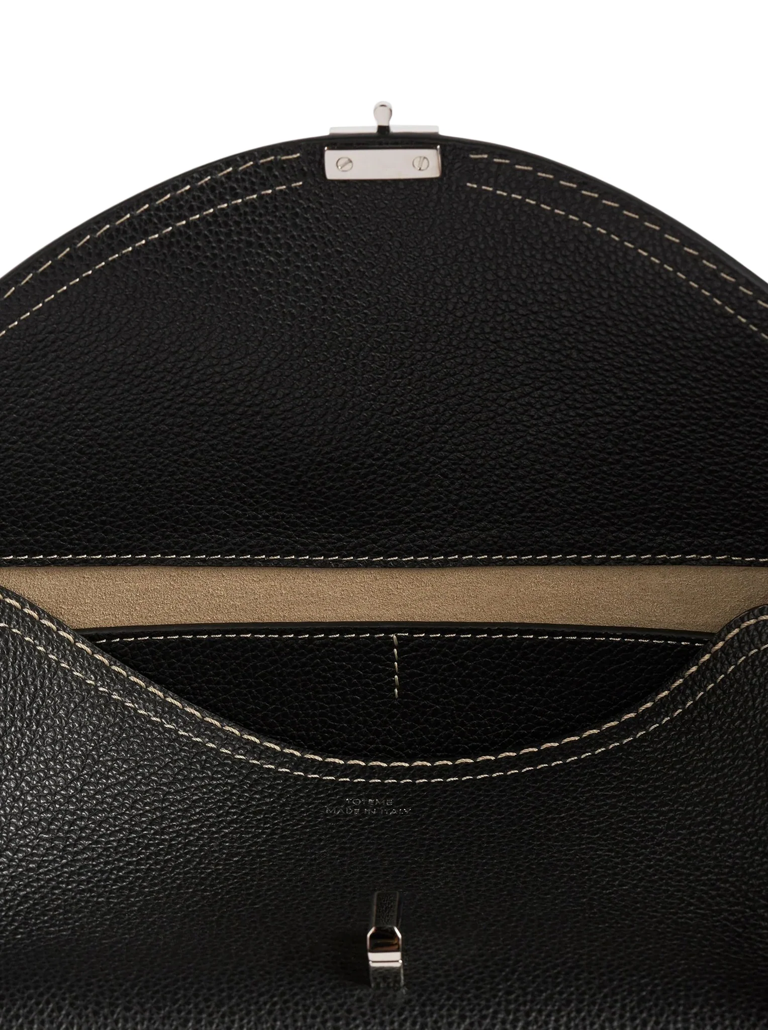 T-LOCK LEATHER BAG WITH CONTRASTING STITCHING - Image 8