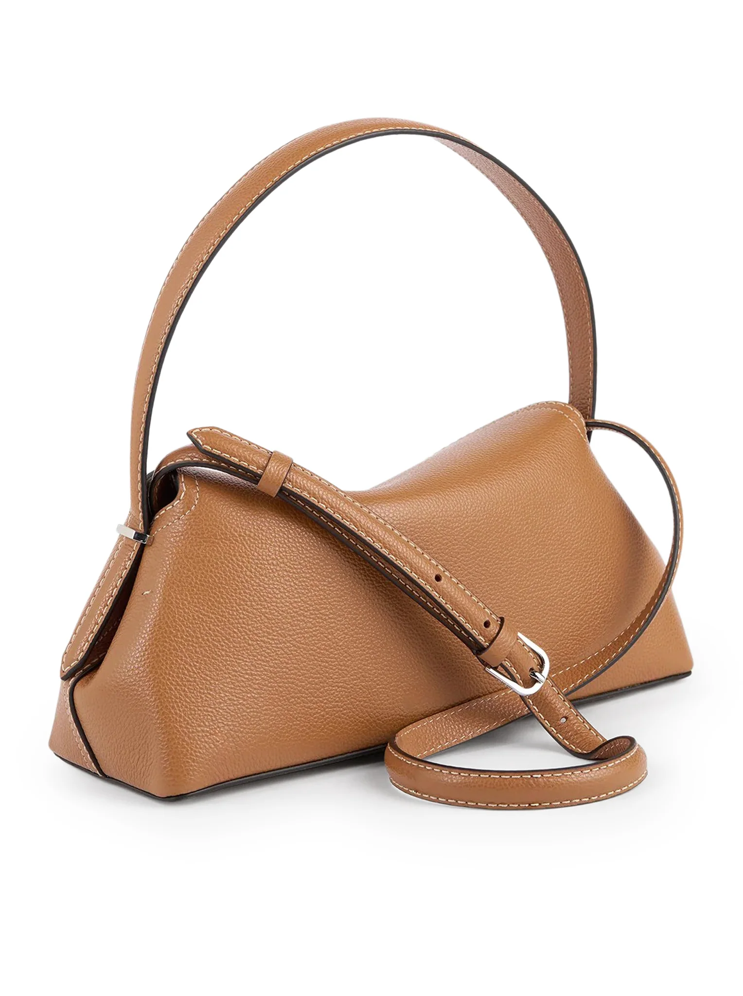 T-LOCK LEATHER BAG WITH CONTRASTING STITCHING - Image 4