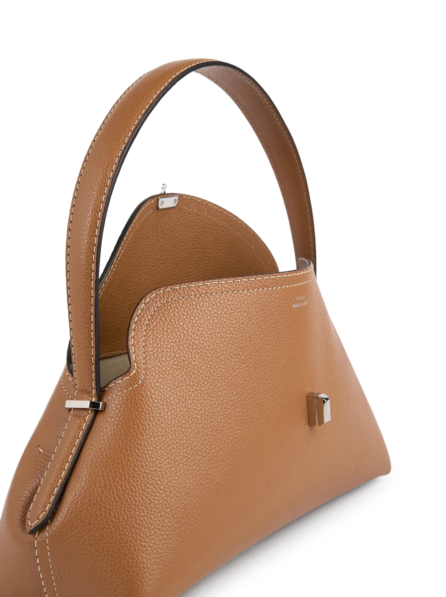 T-LOCK LEATHER BAG WITH CONTRASTING STITCHING - Image 5