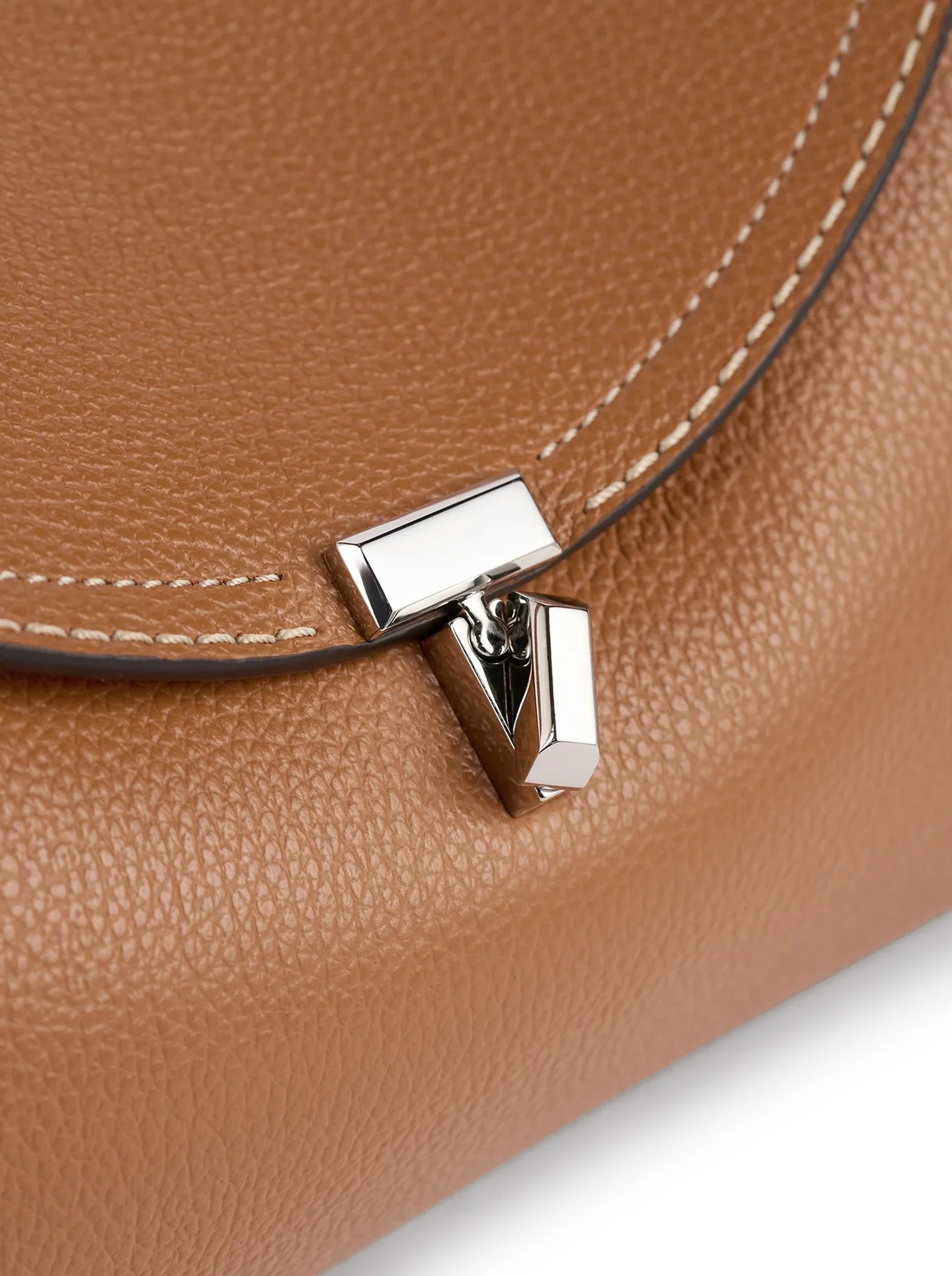 T-LOCK LEATHER BAG WITH CONTRASTING STITCHING - Image 7